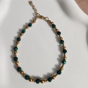 Handmade Faceted Malachite Beaded Bracelet
